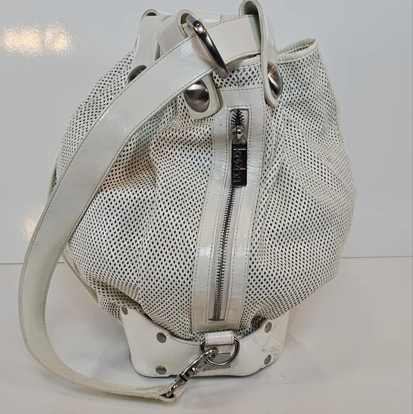 Kooba Vintage White Mesh Leather Hobo Bag - Chic & Unique! - Picture 4 of 16